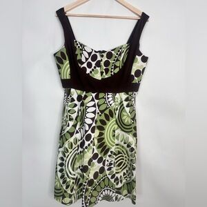 R&M Richards Brown Green sleeveless Aline dress‎ size 16